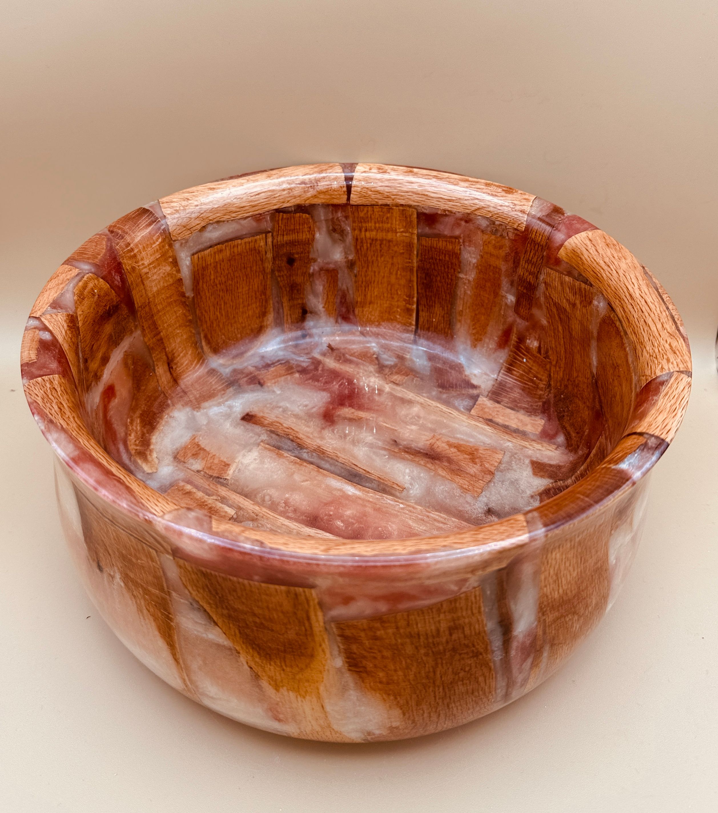Magnificent Wood Bowl with Colorful Resin