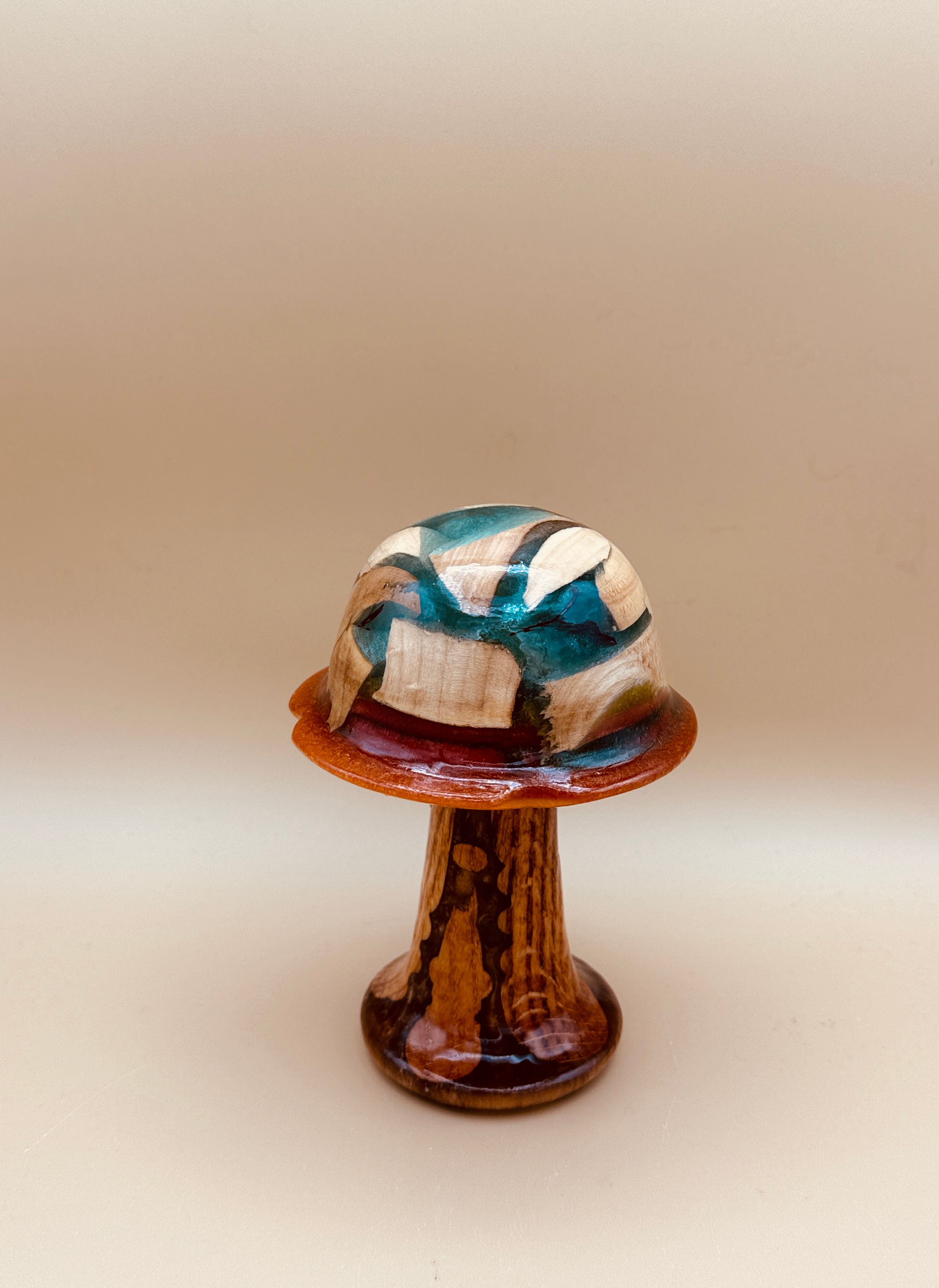 Delightful Wood and Resin Mushroom