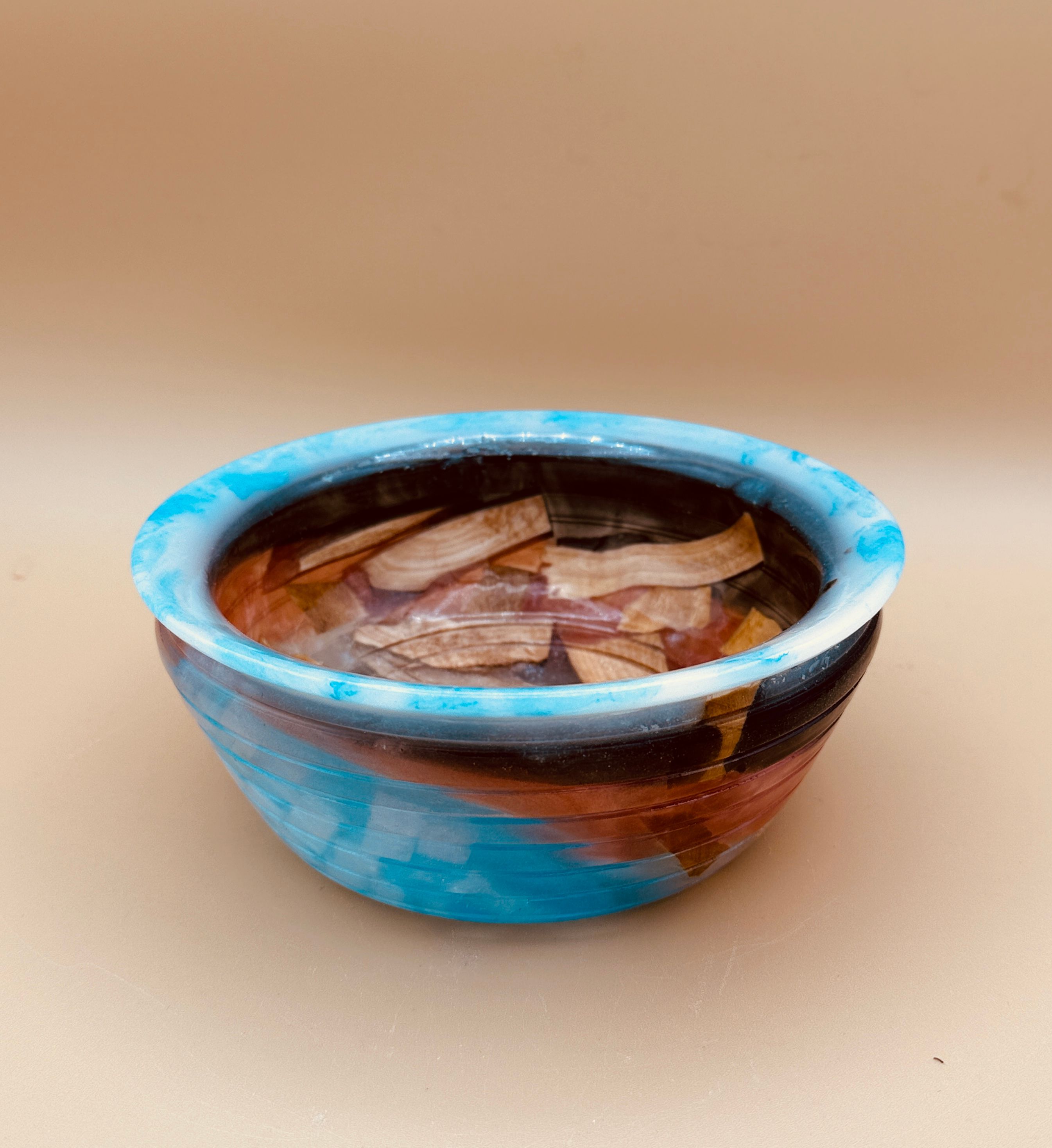 Sky Blue Resin and Wood Bowl