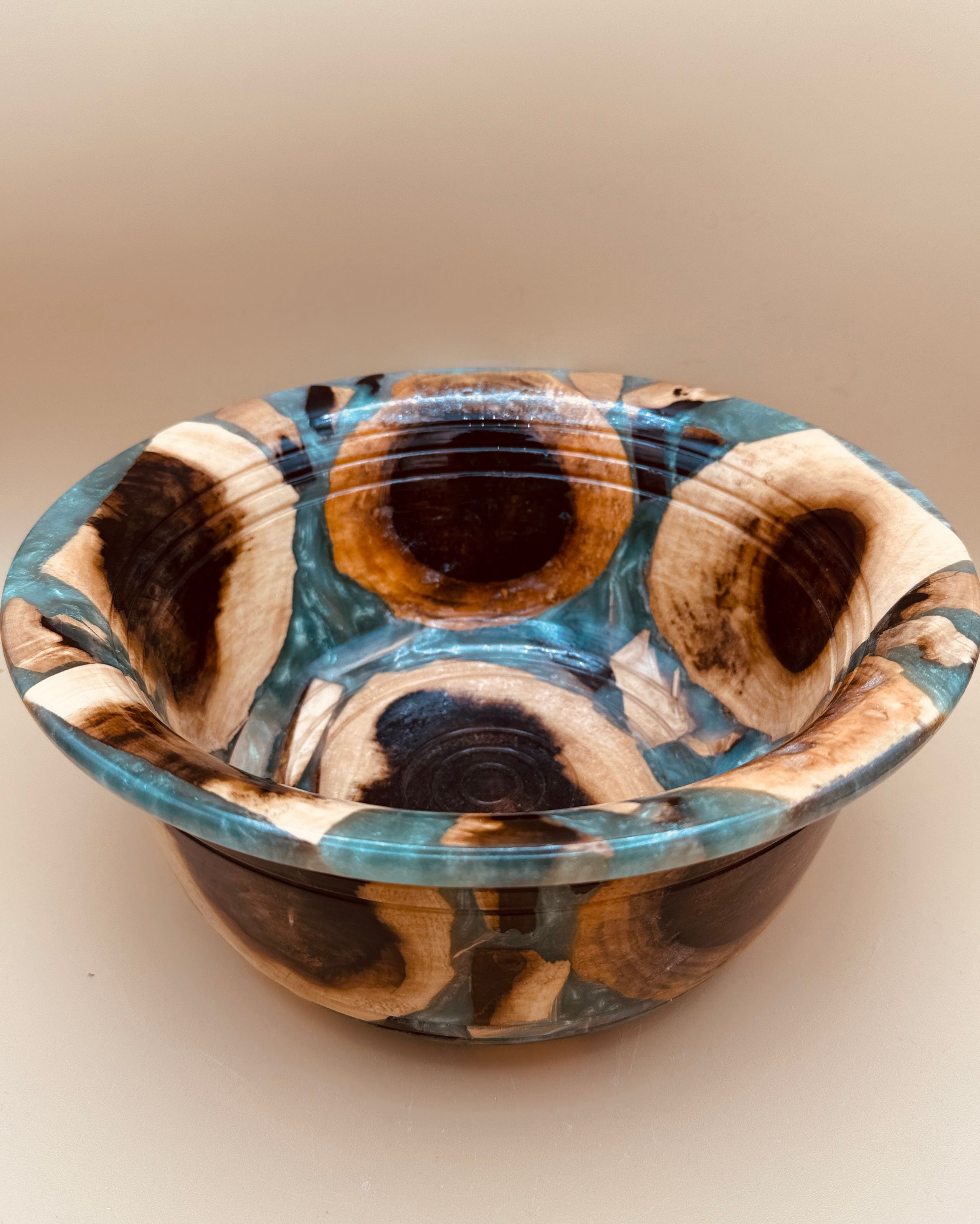 Wood Bowl with Emerald Green Resin